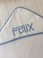 Infant Hooded Towel with Gingham Trim