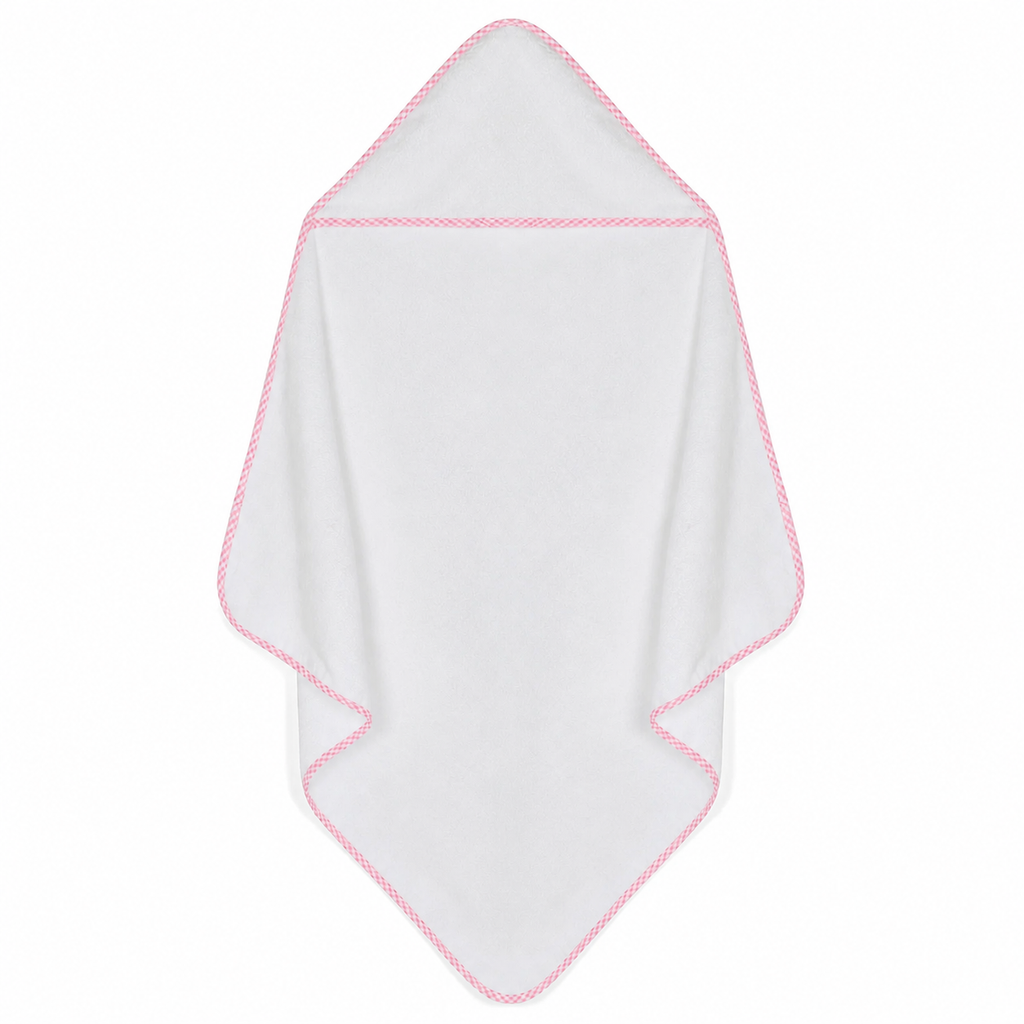 Infant Hooded Towel with Gingham Trim