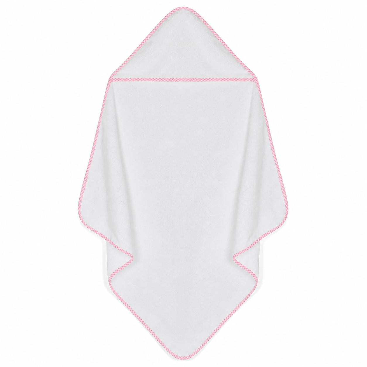 Infant Hooded Towel with Gingham Trim