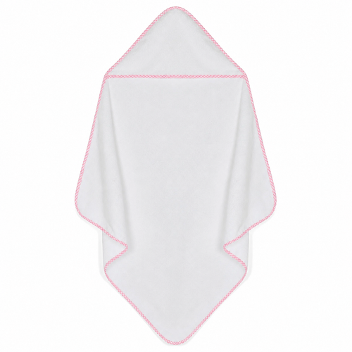 Infant Hooded Towel with Gingham Trim