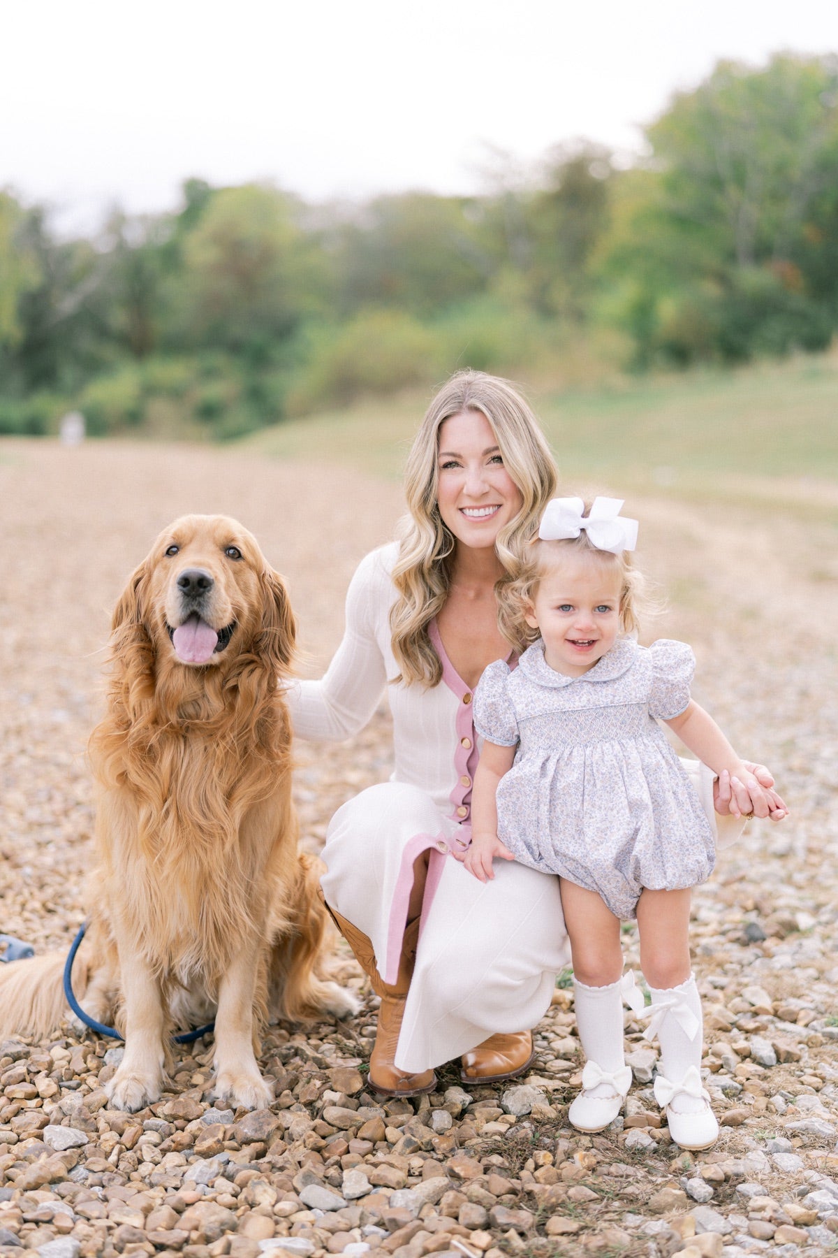 Emma with her daughter and dog